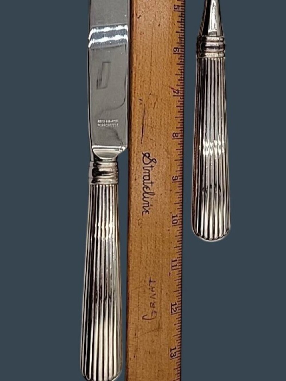 Vtg Reed Barton Williamsburg Peyton Carving Set Sterling Handles Original Case - Picture 5 of 7